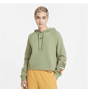 Nike Olive Hoodie with Colorful Sleeve Logo